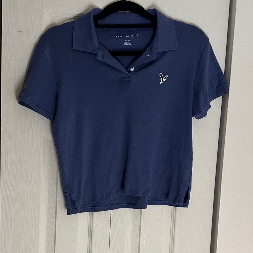 American Eagle Outfitters Navy Cropped Polo Top